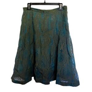 Coldwater Creek Bronze Teal A-Line Skirt Cottagecore Fairycore Midi Medium P